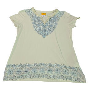 Ruby Rd Womens Top Multicolor Size Small Cotton Blend Stretch Short Sleeve